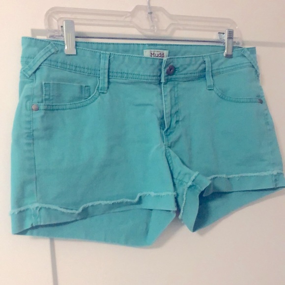 MUDD Teal Green Blue Womens Shorts Juniors Size 15 - Picture 1 of 7